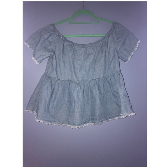 FOREVER 21 Chambray Off Shoulder Top - Picture 5 of 5